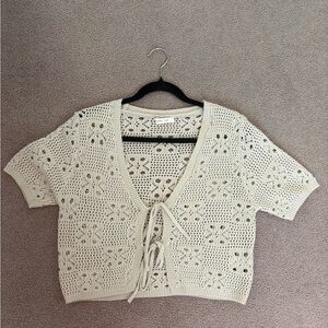 Mustard Seed Ivory Knit Open-Front Sweater